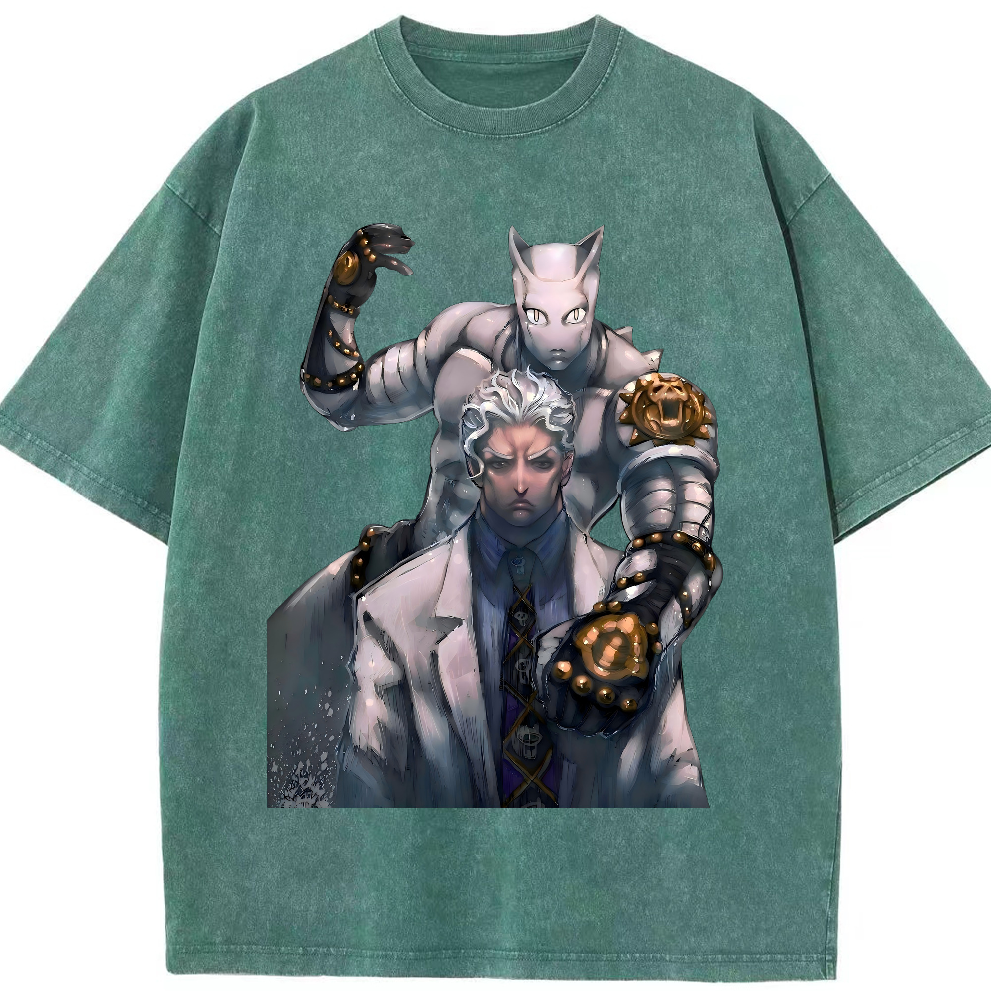 （画像用） ジョジョの奇妙な冒険 きら よしかげ JoJo's Bizarre Adventure Kira Yoshikage 綿100% ヴィンテージ風 半袖Tシャツ（フロントプリント）